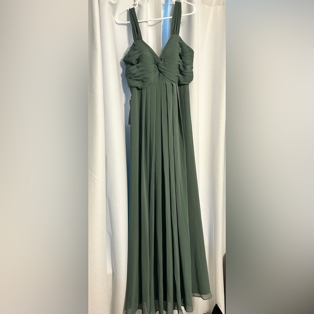 Azazie Eucalyptus bridesmaid dress